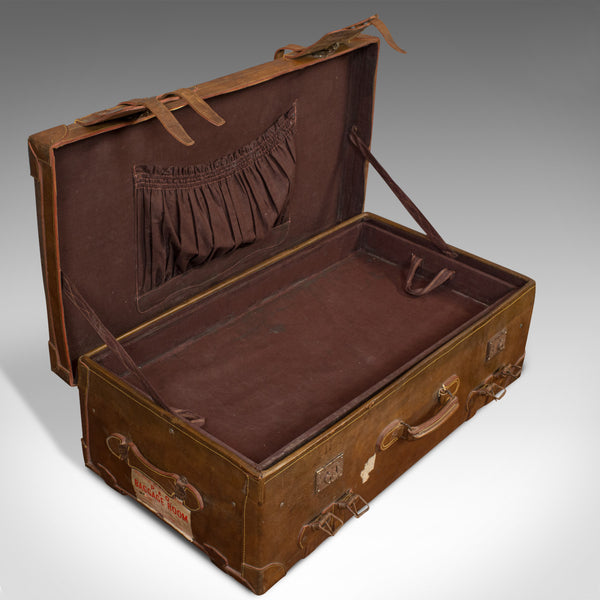 Very Large Antique Travel Suitcase, English, Leather, Steamer, Shipping Trunk - London Fine Antiques