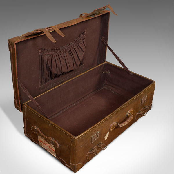 Very Large Antique Travel Suitcase, English, Leather, Steamer, Shipping Trunk - London Fine Antiques
