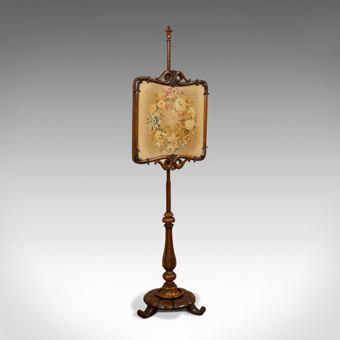 Antique Pole Screen, Rosewood, Needlepoint Tapestry, Fire Screen, Regency, 1820
