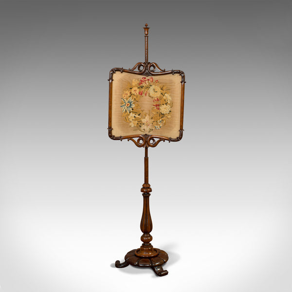 Antique Pole Screen, Rosewood, Needlepoint Tapestry, Fire Screen, Regency, 1820