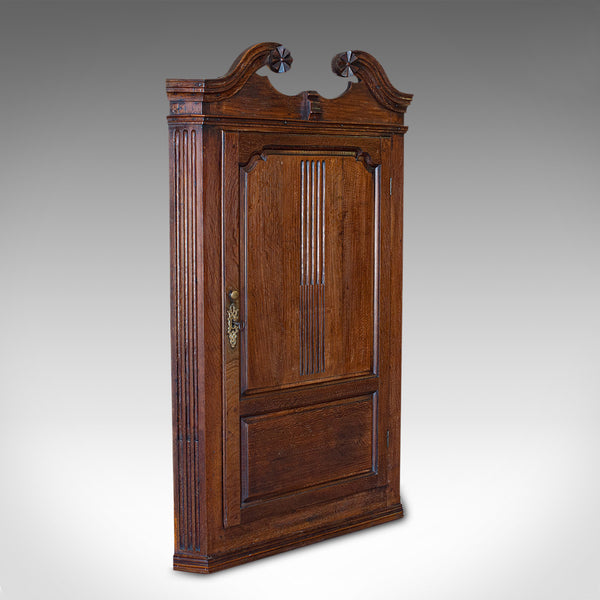 Antique Georgian Corner Cabinet, English, Oak, Wall Hanging Cupboard, Circa 1780 - London Fine Antiques