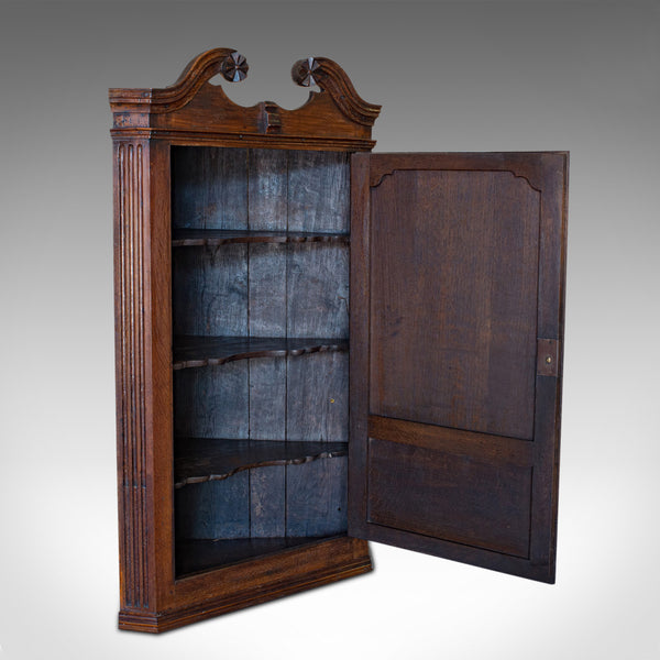 Antique Georgian Corner Cabinet, English, Oak, Wall Hanging Cupboard, Circa 1780 - London Fine Antiques