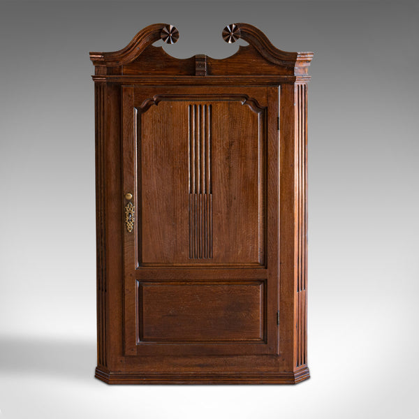 Antique Georgian Corner Cabinet, English, Oak, Wall Hanging Cupboard, Circa 1780 - London Fine Antiques