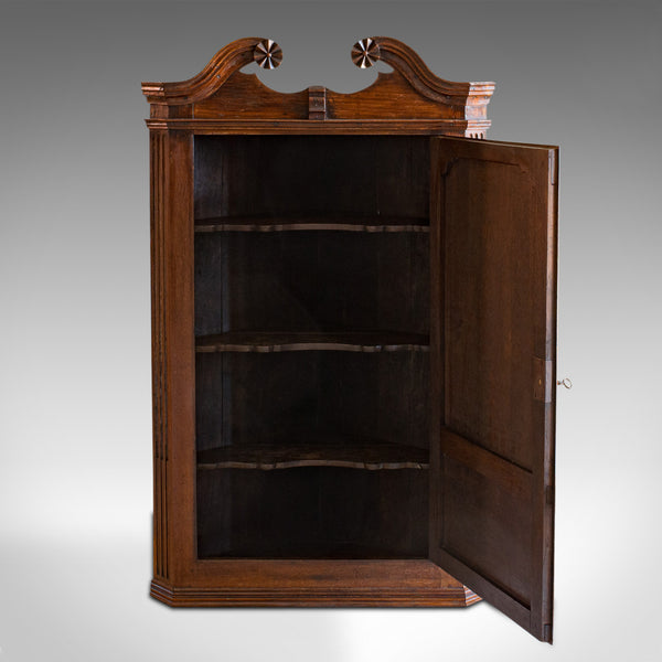 Antique Georgian Corner Cabinet, English, Oak, Wall Hanging Cupboard, Circa 1780 - London Fine Antiques