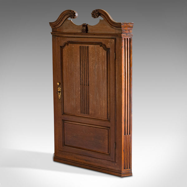 Antique Georgian Corner Cabinet, English, Oak, Wall Hanging Cupboard, Circa 1780 - London Fine Antiques