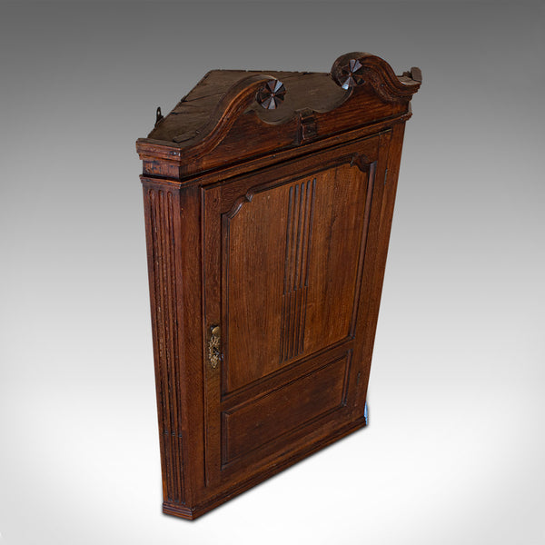 Antique Georgian Corner Cabinet, English, Oak, Wall Hanging Cupboard, Circa 1780 - London Fine Antiques