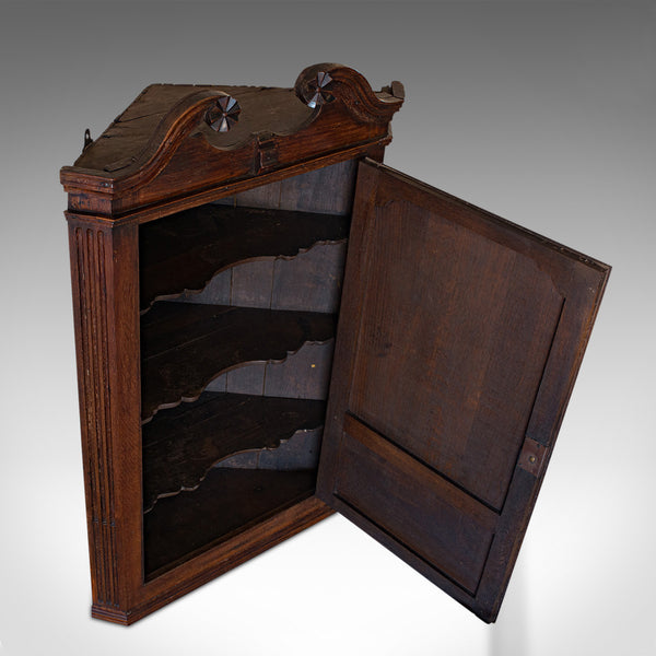 Antique Georgian Corner Cabinet, English, Oak, Wall Hanging Cupboard, Circa 1780 - London Fine Antiques