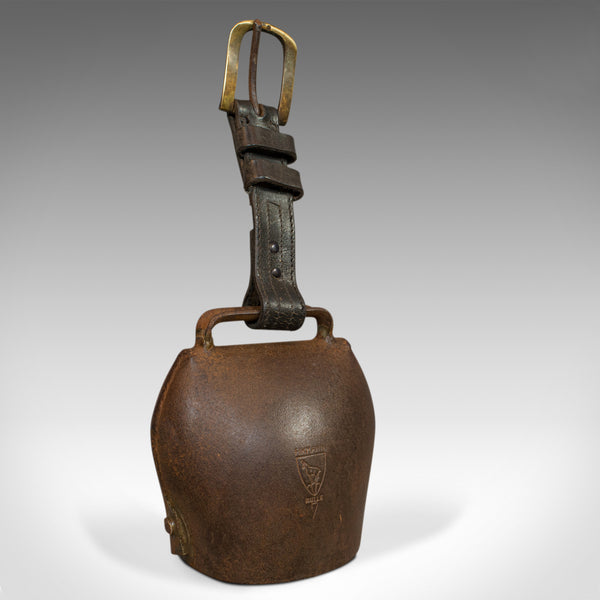 Vintage Bell, Swiss, Tin, Leather, Grade 7, Trychel, Cowbell, Cloche, Firmann - London Fine Antiques