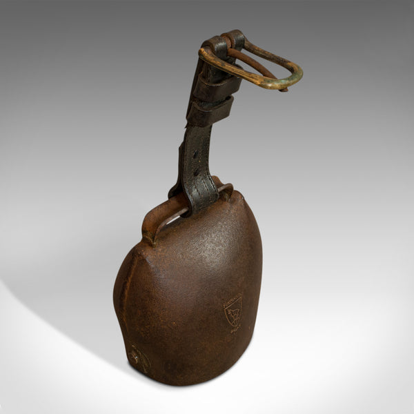Vintage Bell, Swiss, Tin, Leather, Grade 7, Trychel, Cowbell, Cloche, Firmann - London Fine Antiques