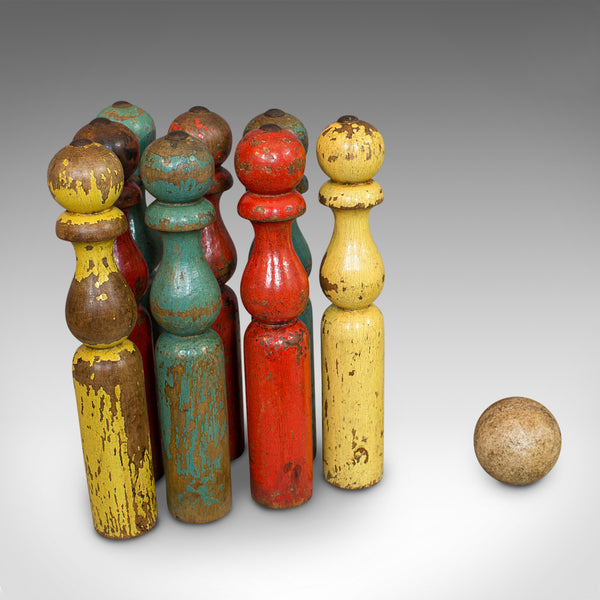 Antique Skittles Set, English, Pine, Indoor, Garden, Bowling, Oak, Victorian - London Fine Antiques