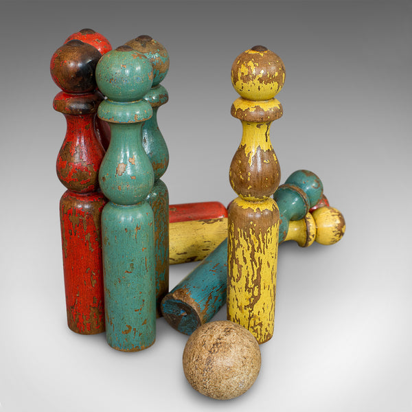 Antique Skittles Set, English, Pine, Indoor, Garden, Bowling, Oak, Victorian - London Fine Antiques