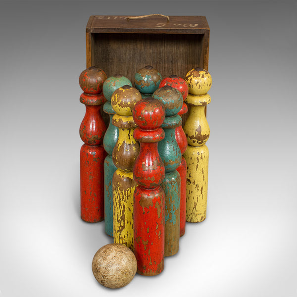 Antique Skittles Set, English, Pine, Indoor, Garden, Bowling, Oak, Victorian - London Fine Antiques