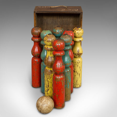 Antique Skittles Set, English, Pine, Indoor, Garden, Bowling, Oak, Victorian - London Fine Antiques