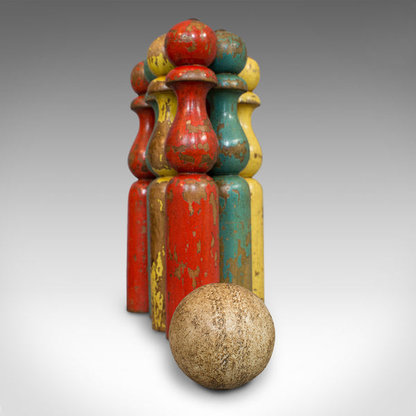 Antique Skittles Set, English, Pine, Indoor, Garden, Bowling, Oak, Victorian - London Fine Antiques