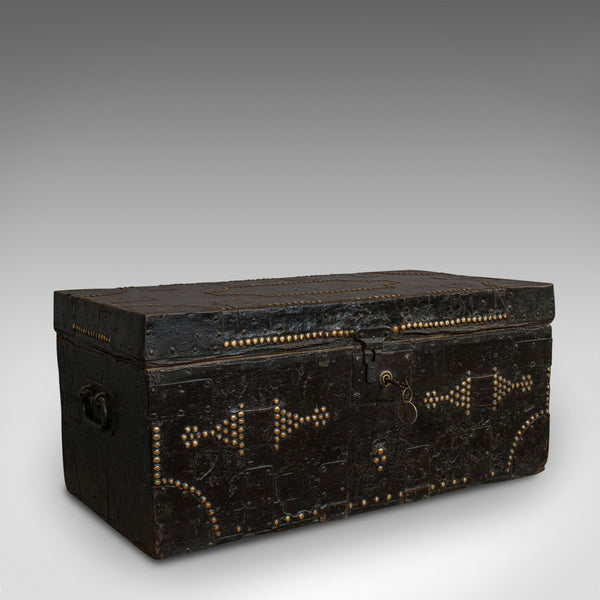 Antique Merchant's Trunk, English, Metal Bound, Ebonised, Tool Chest, Victorian - London Fine Antiques