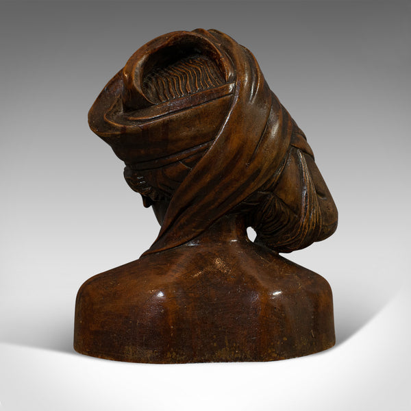 Vintage Hand Carved Bust, Oriental, Chinese Elm, Art Deco, Portrait, Circa 1940 - London Fine Antiques