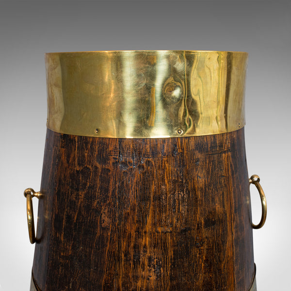 Vintage Coopered Barrel, English, Oak, Brass, Art Deco, Stick, Umbrella, Stand - London Fine Antiques