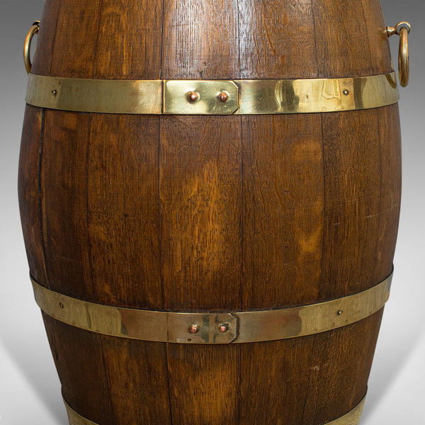Vintage Coopered Hallway Barrel, English, Oak, Brass, Stick, Umbrella, Stand - London Fine Antiques