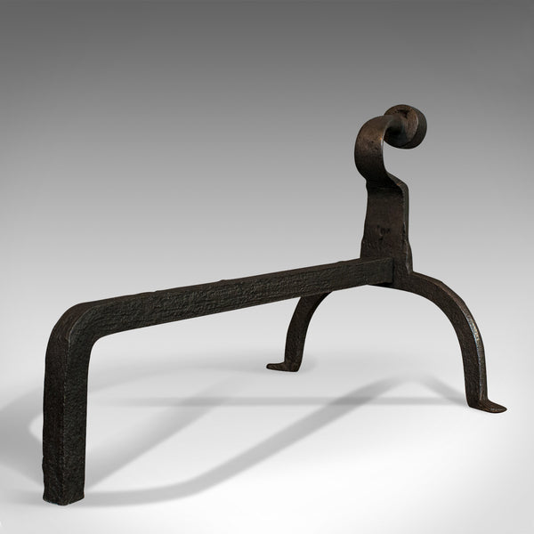 Antique, Pair Of, Firedogs, English, Wrought Iron, Victorian, Fireside, Andirons - London Fine Antiques