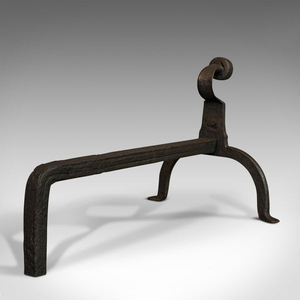 Antique, Pair Of, Firedogs, English, Wrought Iron, Victorian, Fireside, Andirons - London Fine Antiques