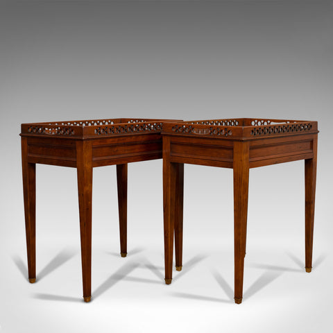 Pair Of Vintage Side Tables, English, Walnut, Tray, Bedside, Lamp, 20th Century - London Fine Antiques