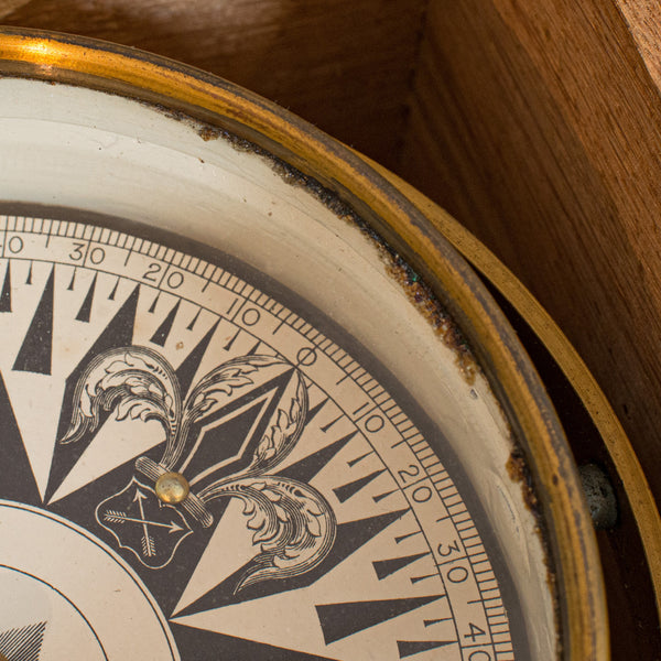 Vintage Box Compass, English, Oak, Brass, Gimbal, Maritime, Navigation, Aid - London Fine Antiques