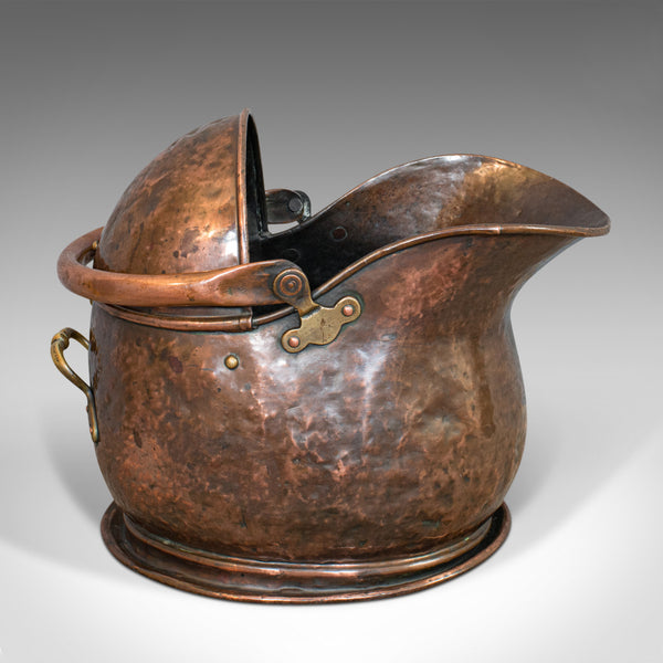Antique Coal Bucket, English, Copper, Fireside, Scuttle, Victorian, Circa 1870 - London Fine Antiques