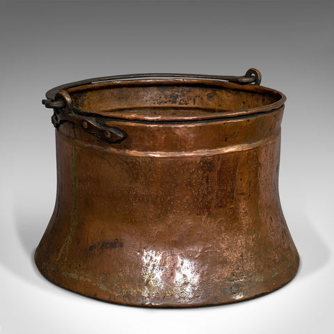 Large Antique Fire Bucket, English, Copper, Fireside, Log, Cauldron, Georgian - London Fine Antiques