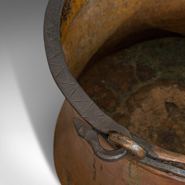 Large Antique Fire Bucket, English, Copper, Fireside, Log, Cauldron, Georgian - London Fine Antiques