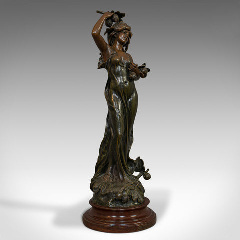 Antique Female Figure, French, Bronze Spelter, Statue, Art Nouveau, Circa 1920 - London Fine Antiques
