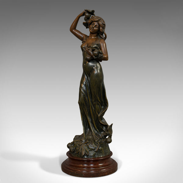 Antique Female Figure, French, Bronze Spelter, Statue, Art Nouveau, Circa 1920 - London Fine Antiques