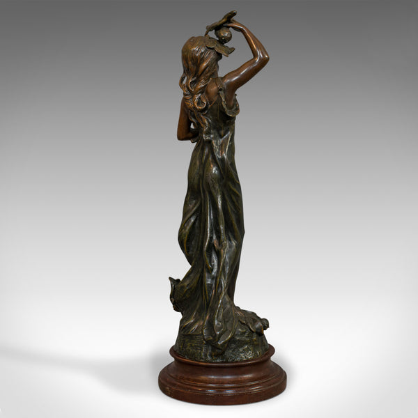 Antique Female Figure, French, Bronze Spelter, Statue, Art Nouveau, Circa 1920 - London Fine Antiques