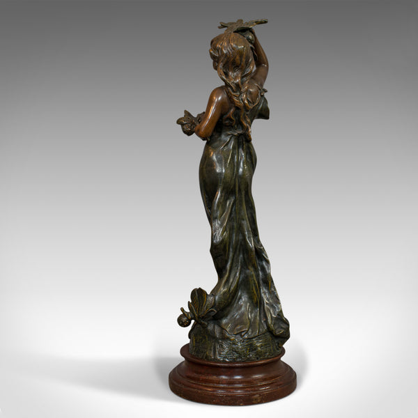 Antique Female Figure, French, Bronze Spelter, Statue, Art Nouveau, Circa 1920 - London Fine Antiques