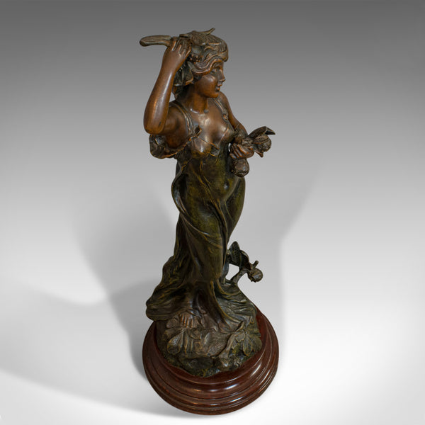 Antique Female Figure, French, Bronze Spelter, Statue, Art Nouveau, Circa 1920 - London Fine Antiques