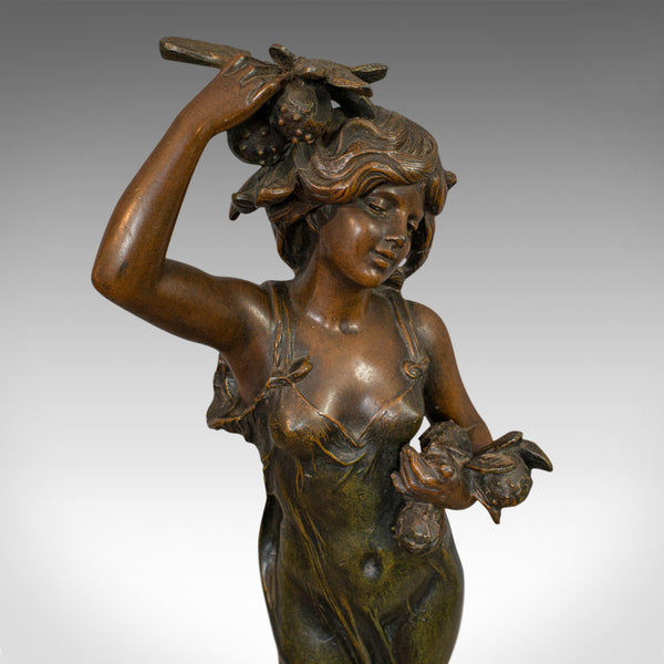 Antique Female Figure, French, Bronze Spelter, Statue, Art Nouveau, Circa 1920 - London Fine Antiques