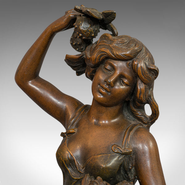 Antique Female Figure, French, Bronze Spelter, Statue, Art Nouveau, Circa 1920 - London Fine Antiques