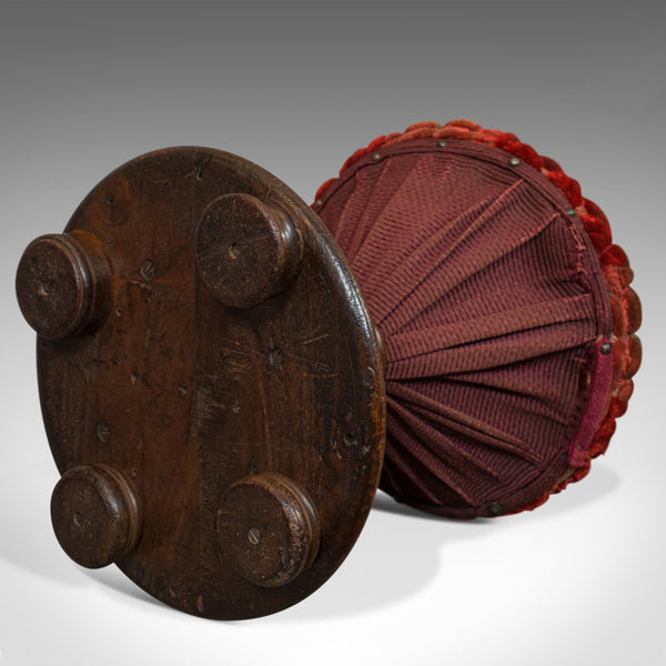 Antique Upholstered Stool, English, Walnut, Footstool, Tabouret, Regency, 1820 - London Fine Antiques