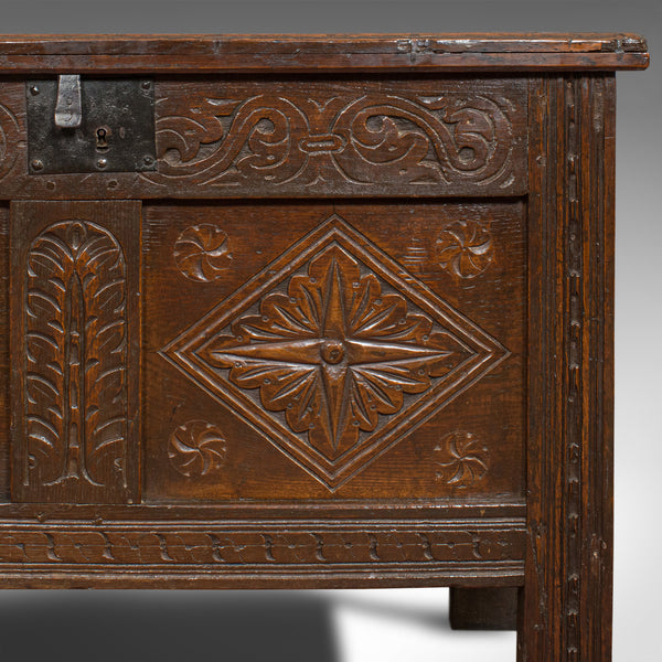 Compact Antique Coffer, English, Oak, Chest, Trunk, Early Georgian, Circa 1720 - London Fine Antiques