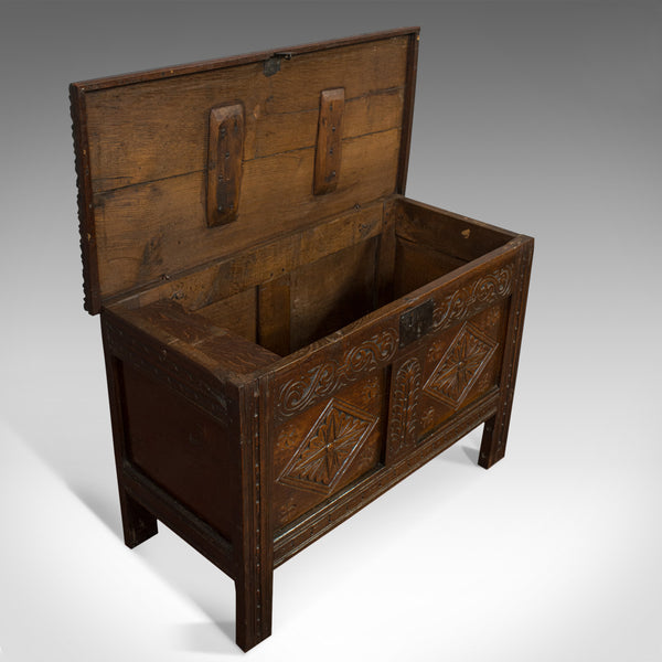 Compact Antique Coffer, English, Oak, Chest, Trunk, Early Georgian, Circa 1720 - London Fine Antiques