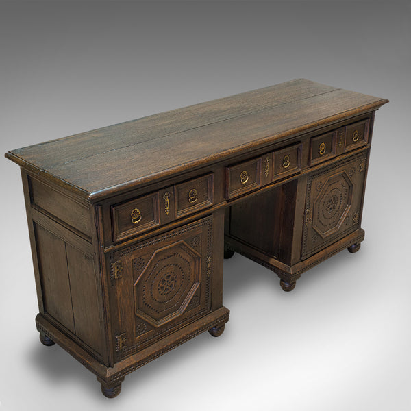Antique Pedestal Desk, English, Oak, Georgian, 18th Century, C.1800 - London Fine Antiques