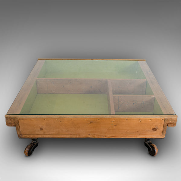 Designer Coffee Table, English, Pine, Glass, BBC, Money For Nothing, Sarah Moore