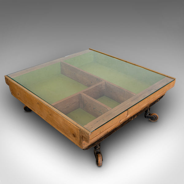 Designer Coffee Table, English, Pine, Glass, BBC, Money For Nothing, Sarah Moore
