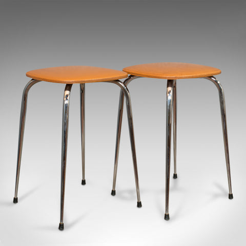 Pair Of Vintage Lounge Stools, French, Leatherette, 1960s Stool, 20th Century - London Fine Antiques