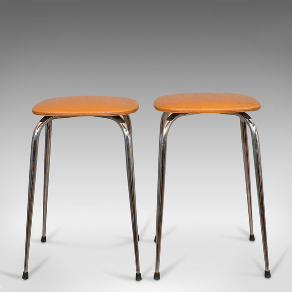 Pair Of Vintage Lounge Stools, French, Leatherette, 1960s Stool, 20th Century - London Fine Antiques