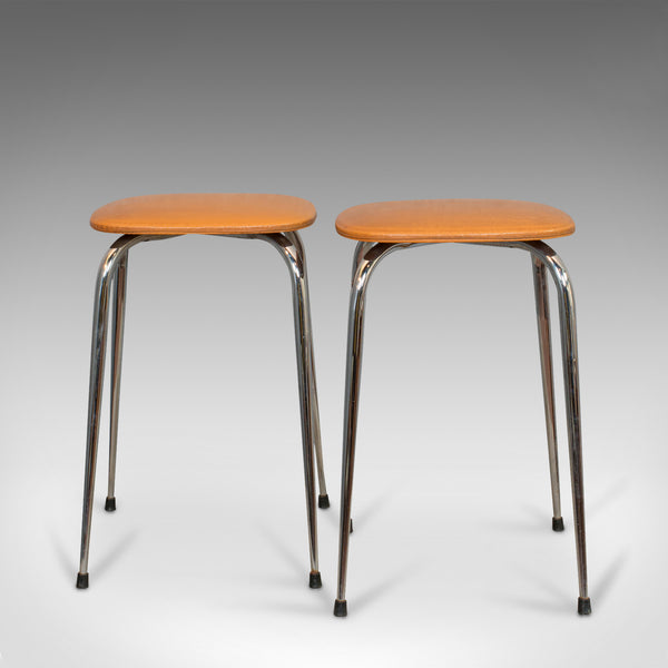 Pair Of Vintage Lounge Stools, French, Leatherette, 1960s Stool, 20th Century - London Fine Antiques