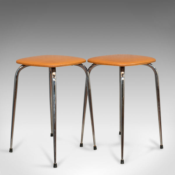 Pair Of Vintage Lounge Stools, French, Leatherette, 1960s Stool, 20th Century - London Fine Antiques