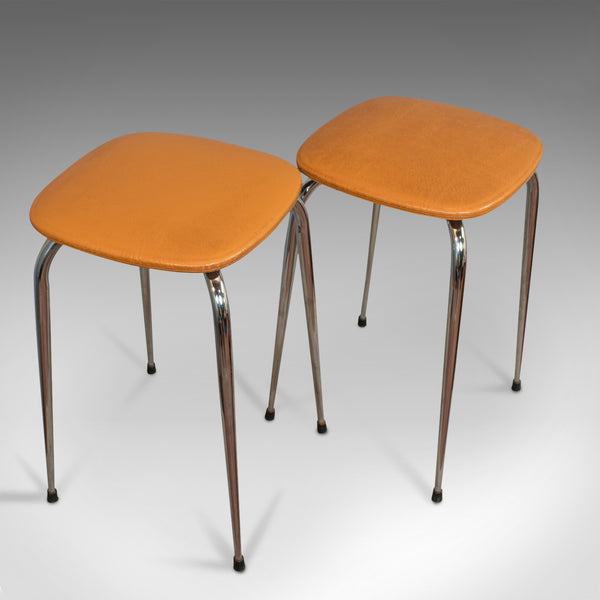 Pair Of Vintage Lounge Stools, French, Leatherette, 1960s Stool, 20th Century - London Fine Antiques