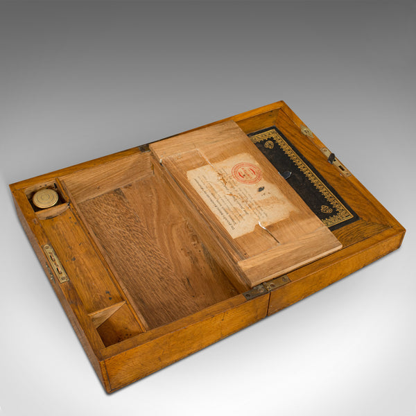 Antique Writing Slope, English, Oak, Desk, Office, Writer's Box, Victorian, 1900 - London Fine Antiques