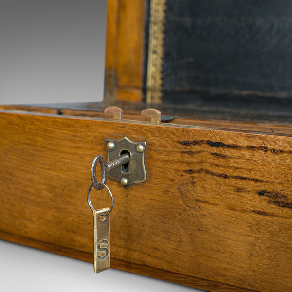 Antique Writing Slope, English, Oak, Desk, Office, Writer's Box, Victorian, 1900 - London Fine Antiques