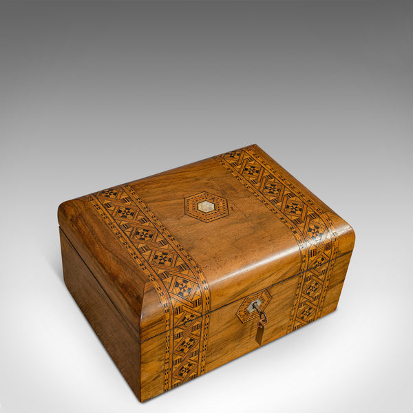 Antique Trinket Box, English, Walnut, Inlay, Jewellery, Keepsake, Victorian - London Fine Antiques